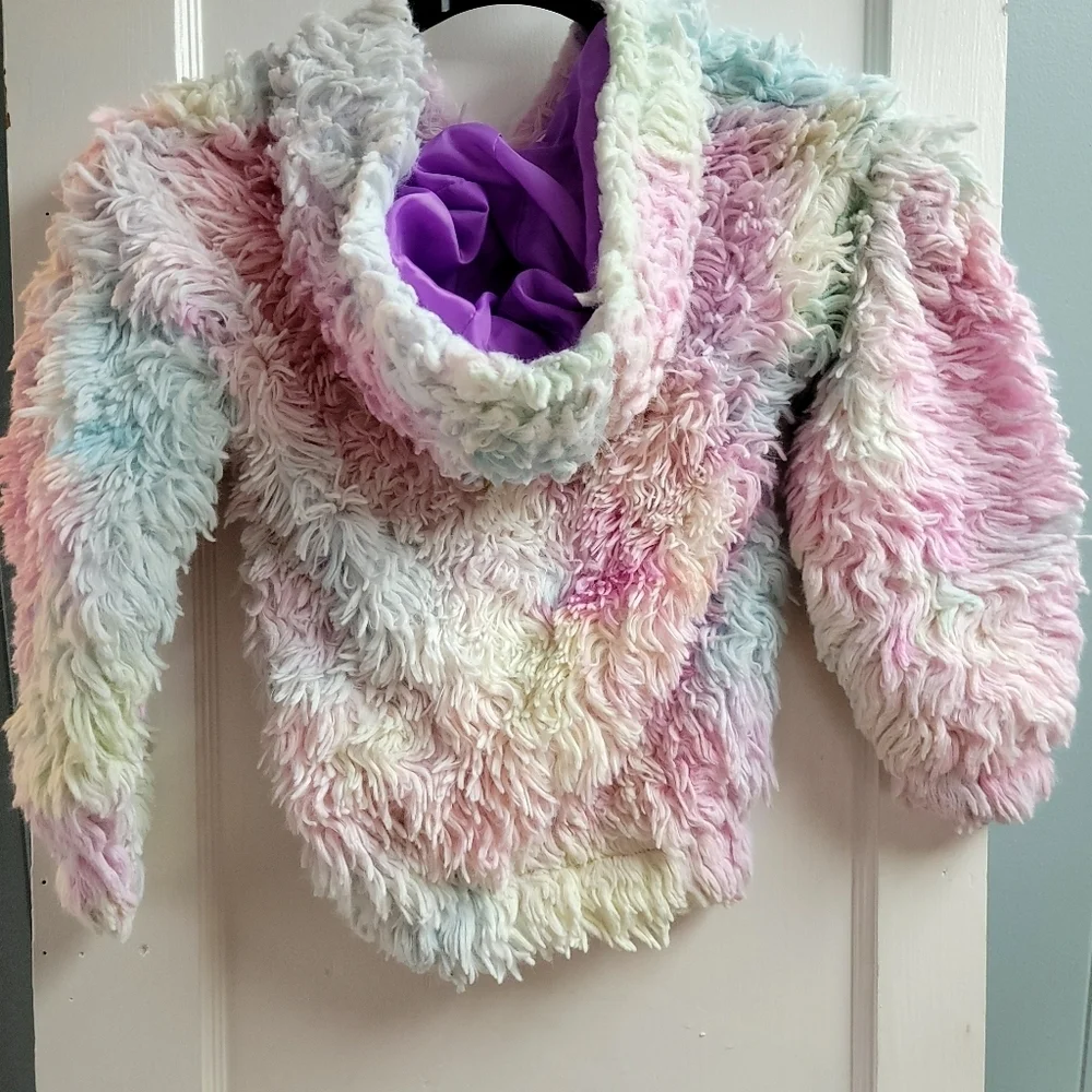 Deux Par Deux, Kid's Size 7, Rainbow print hoodie